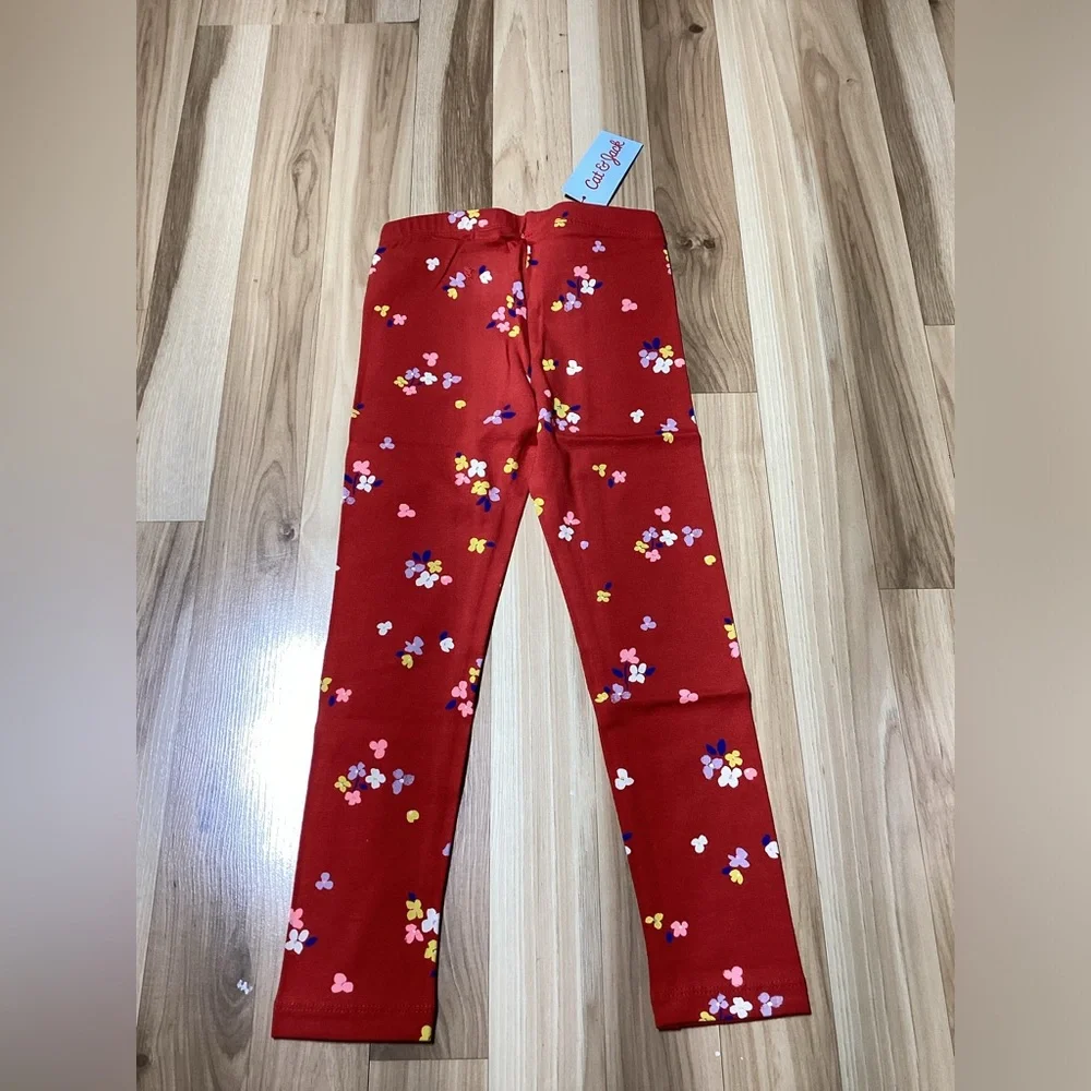 Cat & Jack Girls Rust Floral Leggings - Size XS 4-5